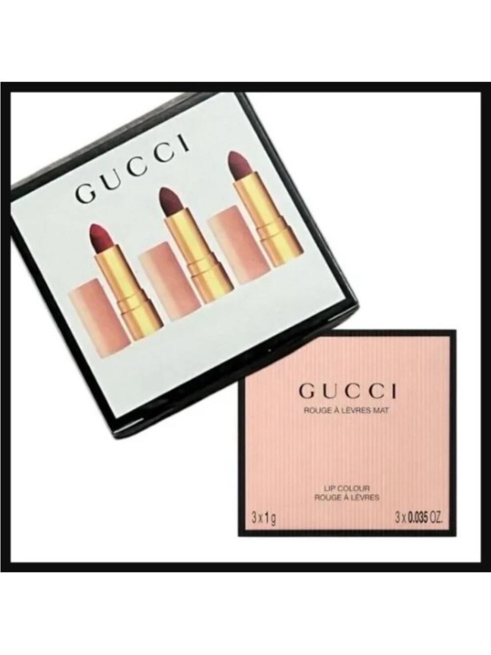 GUCCI Mini Matte Lipstick Set Luxe 3 Piece Collection Set NIB